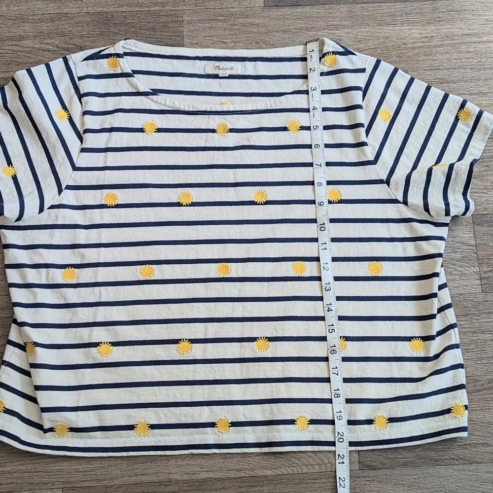 Madewell Embroidered Sun Setlist Boxy Short Sleeve Top Stripe Size Large